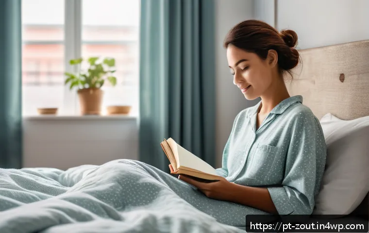 일상 속에서 긍정적 습관 만들기 - A serene morning bedroom scene featuring a young adult waking up peacefully, sitting on a neatly mad...